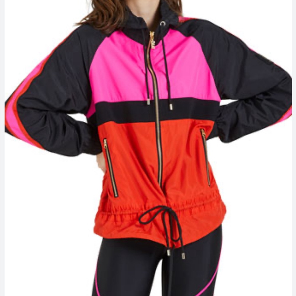 Peloton Nation Man Down Colorblock Light jacket pink black sz small 2,4,6 EUC